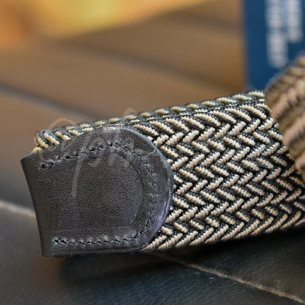 Tommy Bahama Men's Stretch Braided Belt‎ Black/Khaki